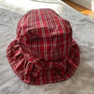 Baby Gap Red Plaid Newborn Bucket Hat Sz 6-12 mos Like NEW!